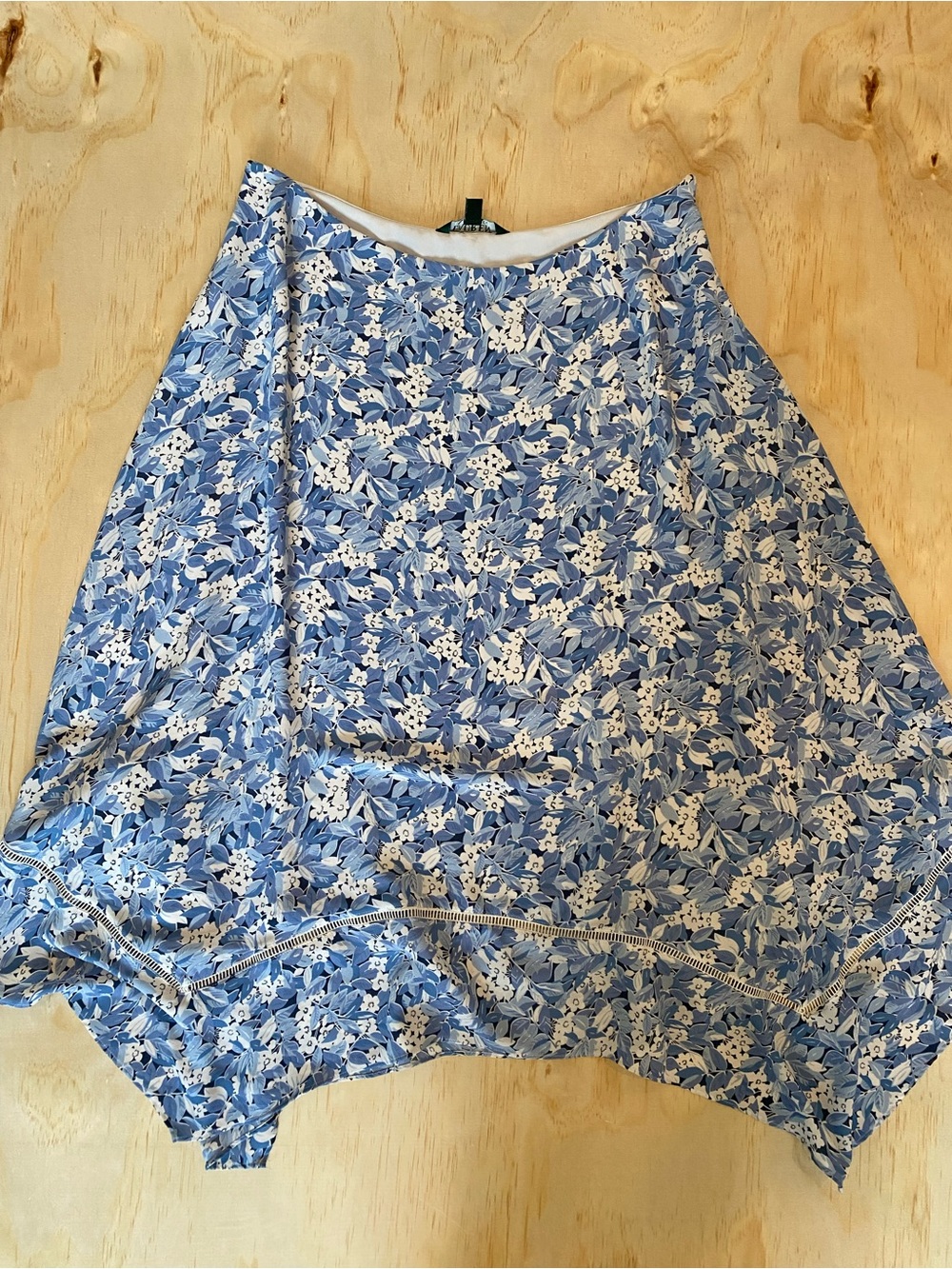 Ralph Lauren Blue and White Asymmetrical Floral Skirt